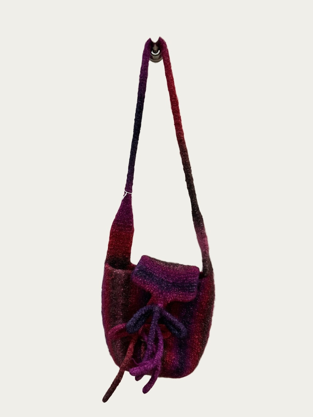 Handwoven Felted Wool Gradient Maroon & Purple Shoulder Bag